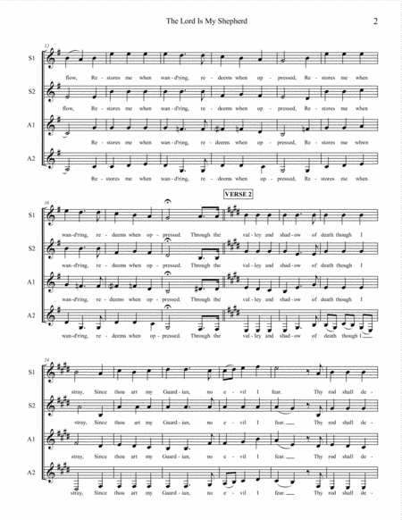 The Lord Is My Shepherd Ssaa A Cappella Page 2