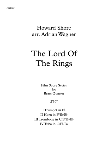 The Lord Of The Rings Howard Shore Brass Quartet Arr Adrian Wagner Page 2