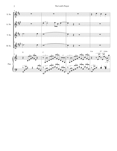 The Lords Prayer For Saxophone Quartet Piano Accompaniment Page 2