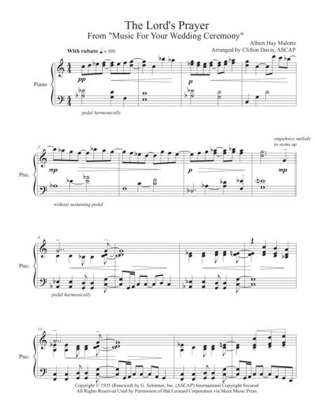 The Lords Prayer Malotte Arranged For Intermediate Solo Piano By Clifton Davis Ascap Page 2