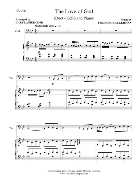 The Love Of God Duet Cello And Piano Score And Parts Page 2