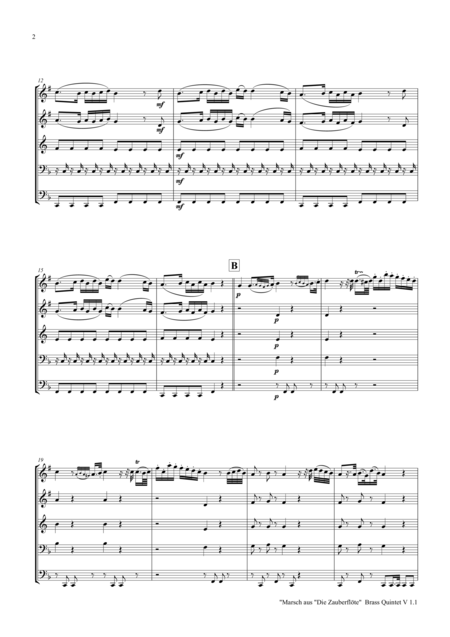 The Magic Flute Mozart March Brass Quintet Page 2