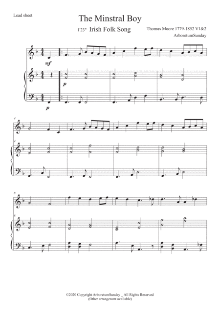 The Minstrel Boy Duet Eb Saxophone With Piano Acc Page 2