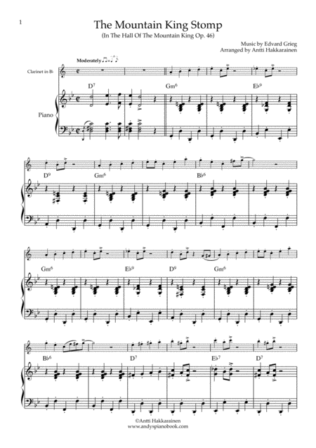 The Mountain King Stomp In The Hall Of The Mountain King Clarinet Piano Page 2