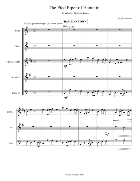 The Pied Piper Of Hamelin For Wind Quintet And Narrator Page 2