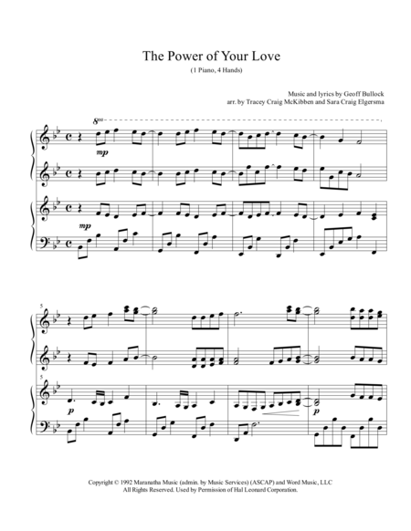 The Power Of Your Love Piano Duet Page 2