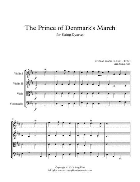 The Prince Of Denmarks March For String Quartet Best For Wedding Page 2