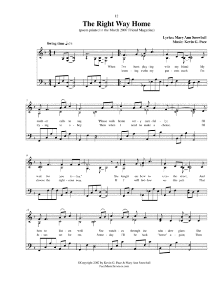 The Right Way Home Childrens Song Page 2