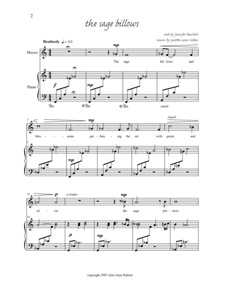 The Sage Billows For Mezzo Soprano And Piano Page 2