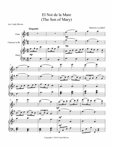 The Son Of Mary For Harp Flute And Clarinet Page 2