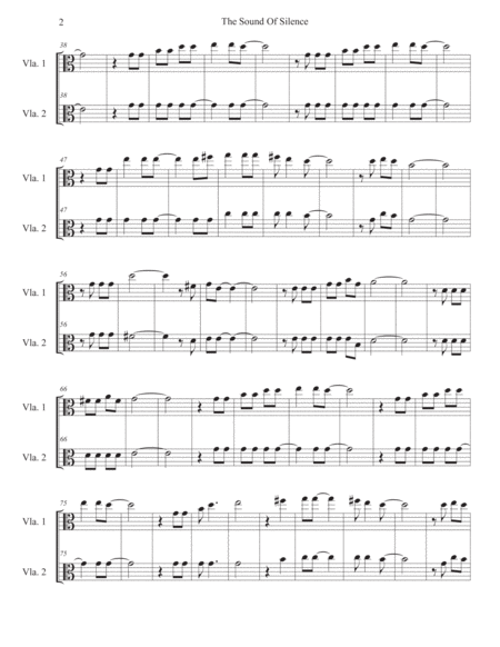 The Sound Of Silence Easy Key Of C Viola Duet Page 2