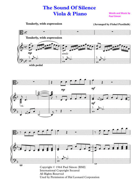 The Sound Of Silence For Viola And Piano Page 2