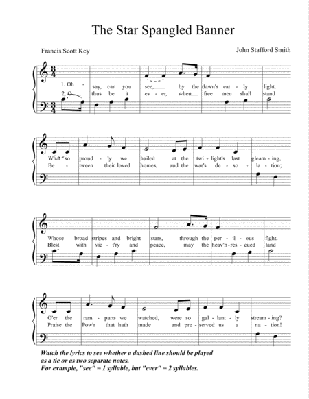 The Star Spangled Banner For Beginner Piano Page 2