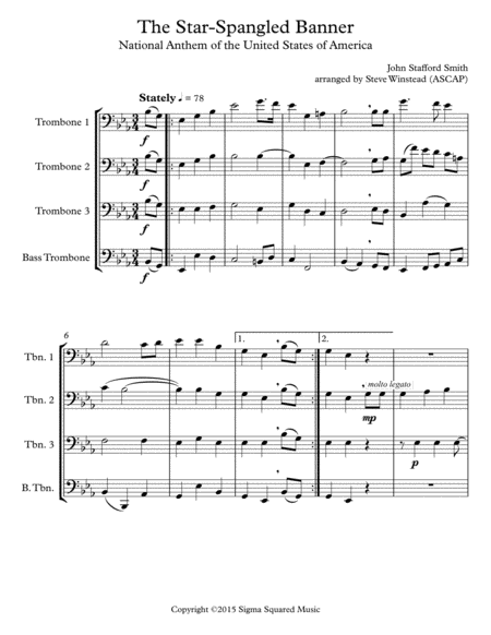 The Star Spangled Banner For Trombone Quartet Page 2