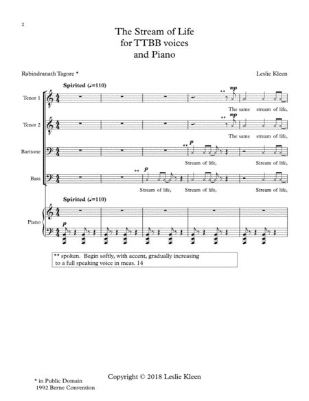 The Stream Of Life For Ttbb Voices And Piano Page 2