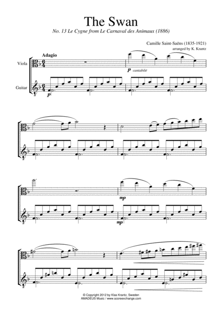 The Swan For Viola And Easy Guitar F Major Page 2