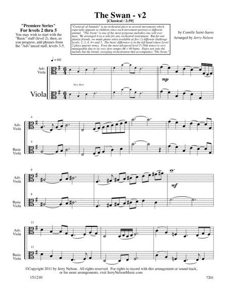 The Swan V2 Saint Saens Arrangements Level 2 5 For Viola Written Acc Page 2