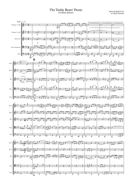 The Teddy Bears Picnic Brass Quintet Score Page 2