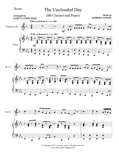 The Unclouded Day Bb Clarinet Piano With Score Clr Part Page 2