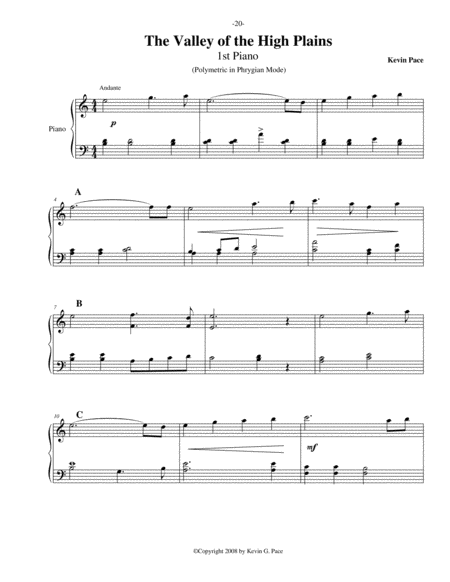 The Valley Of The High Plains Original Piano Duet For Two Pianos Page 2