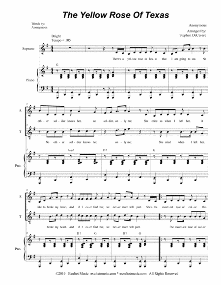 The Yellow Rose Of Texas Duet For Soprano And Tenor Solo Page 2