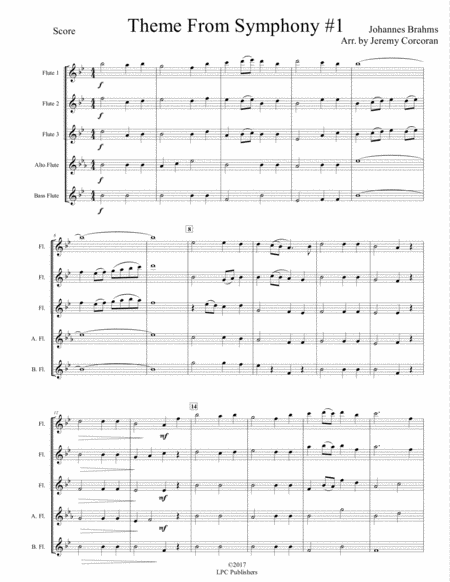 Theme From Brahms Symphony 1 For Flute Ensemble Page 2