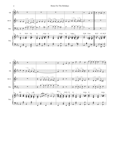 Theres No Place Like Home For The Holidays For Woodwind Quartet With Piano Accompaniment Page 2