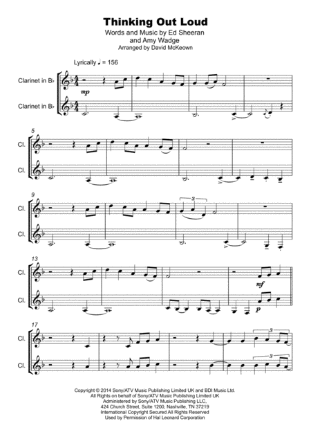 Thinking Out Loud Duet For Two Clarinets Page 2