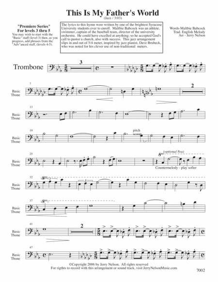 This Is My Fathers World Arrangements Level 3 5 For Trombone Written Acc Hymns Page 2