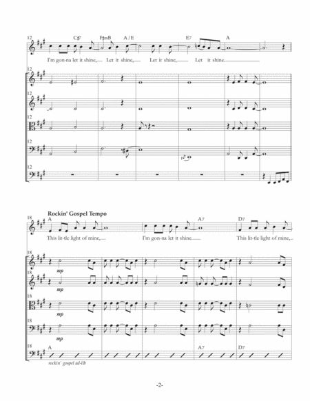 This Little Light Of Mine For Voice String Quartet Guitar Bass Guitar And Drums Page 2