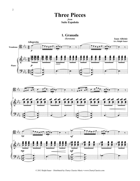 Three Pieces From Suite Espanola For Trombone Piano Page 2