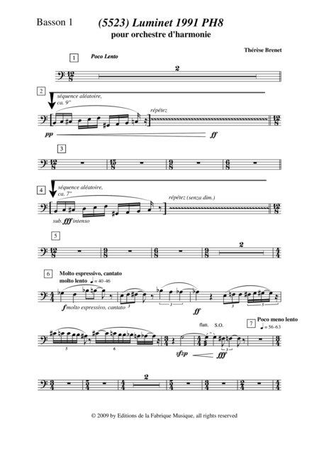 Thrse Brenet 5523 Luminet 1991 Ph8 For Concert Band Bassoon 1 Part Page 2