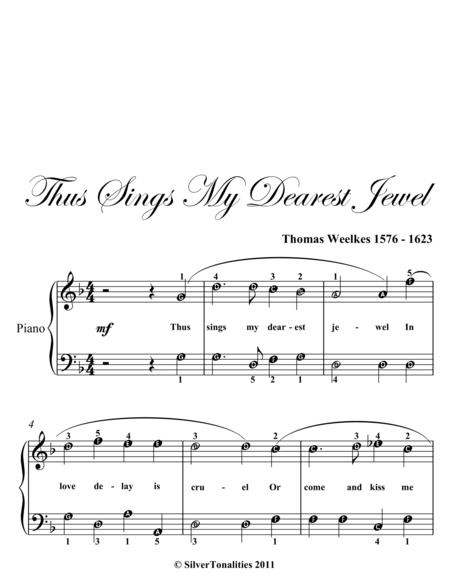 Thus Sings My Dearest Jewel Easy Piano Sheet Music Page 2