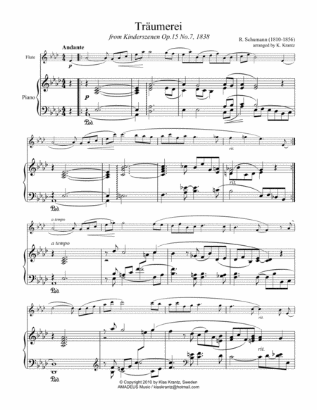 Traumerei Dreaming For Flute Violin And Piano Page 2