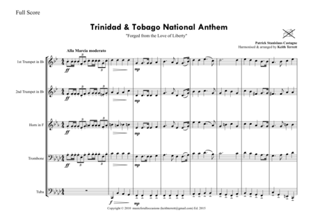 Trinidad Tobago National Anthem For Brass Quintet Page 2