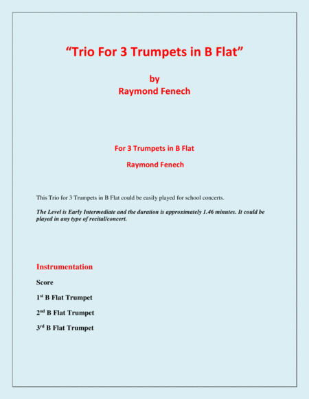 Trio For B Flat Trumpets 3 B Flat Trumpets Easy Beginner Page 2