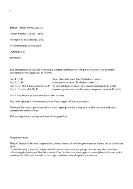 Tritsch Tratsch Polka Arranged For Instruments In Four Parts Page 2