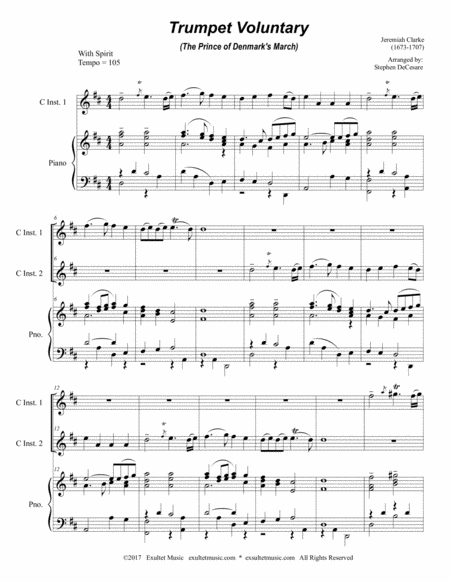 Trumpet Voluntary Duet For C Instruments Piano Accompaniment Page 2