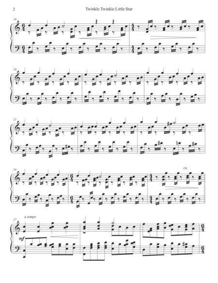 Twinkle Twinkle Little Star Romantic Version Solo Piano Page 2