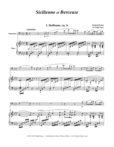 Two Pieces Berceuse And Sicilienne For Euphonium Piano Page 2