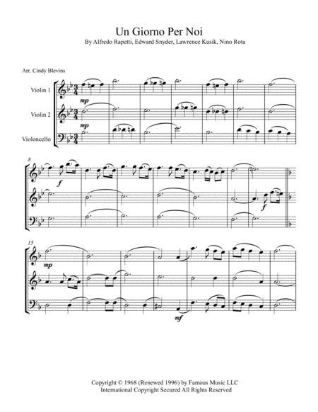 Un Giorno Per Noi For Two Violins And Cello Page 2