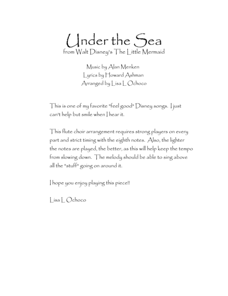 Under The Sea From Walt Disneys The Little Mermaid For Flute Choir Page 2