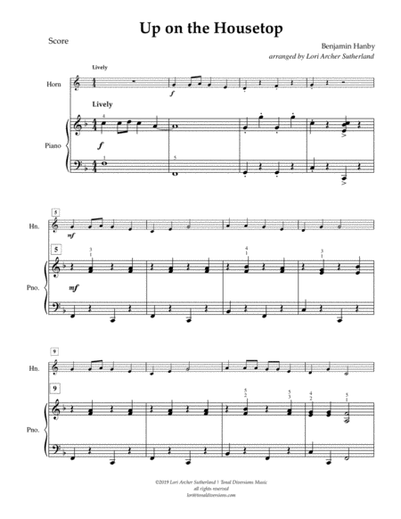 Up On The Housetop For Easy Horn Piano Page 2