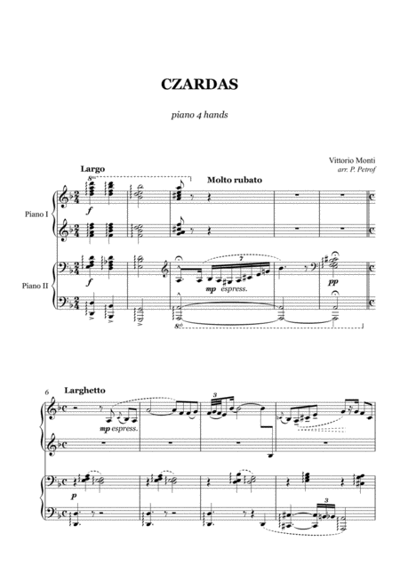 V Monti Czardas 1 Piano 4 Hands Score And Parts Page 2