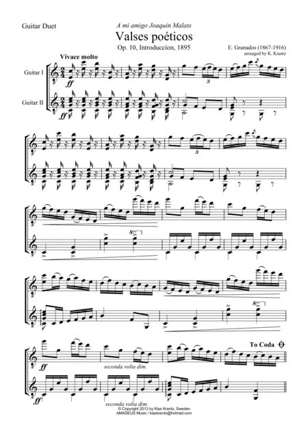 Valses Poeticos Complete Transcription For Classical Guitar Duet Page 2