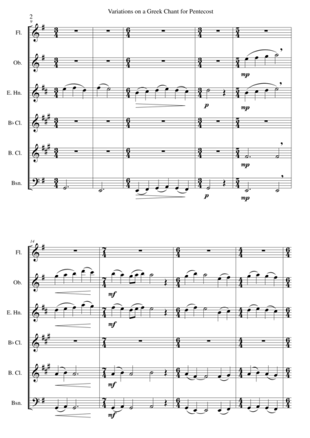 Variations On A Greek Chant For Pentecost For Wind Sextet Page 2