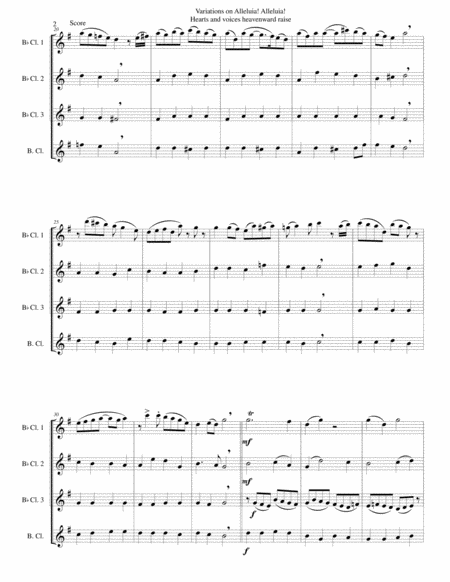 Variations On Alleluia Alleluia Hearts And Voices Heavenward Raise For Clarinet Quartet Page 2