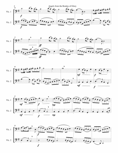 Variations On Angels From The Realms Of Glory Or Angels We Have Heard On High For Cello Duo Page 2