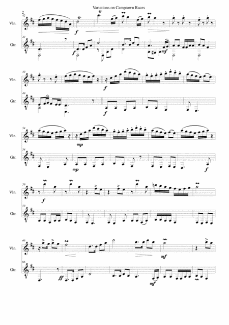 Variations On Camptown Races For Violin And Guitar Page 2