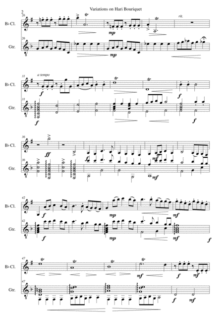 Variations On Hari Bouriquet For Clarinet And Guitar Page 2